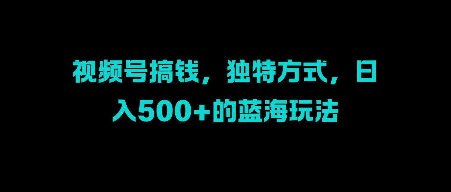 视频号搞钱，独特方式，日入500+的蓝海玩法-上品源码网