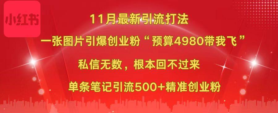 小红书11月最新图片打法，一张图片引爆创业粉“预算4980带我飞”，私信无数，根本回不过来，单条笔记引流500+精准创业粉-上品源码网